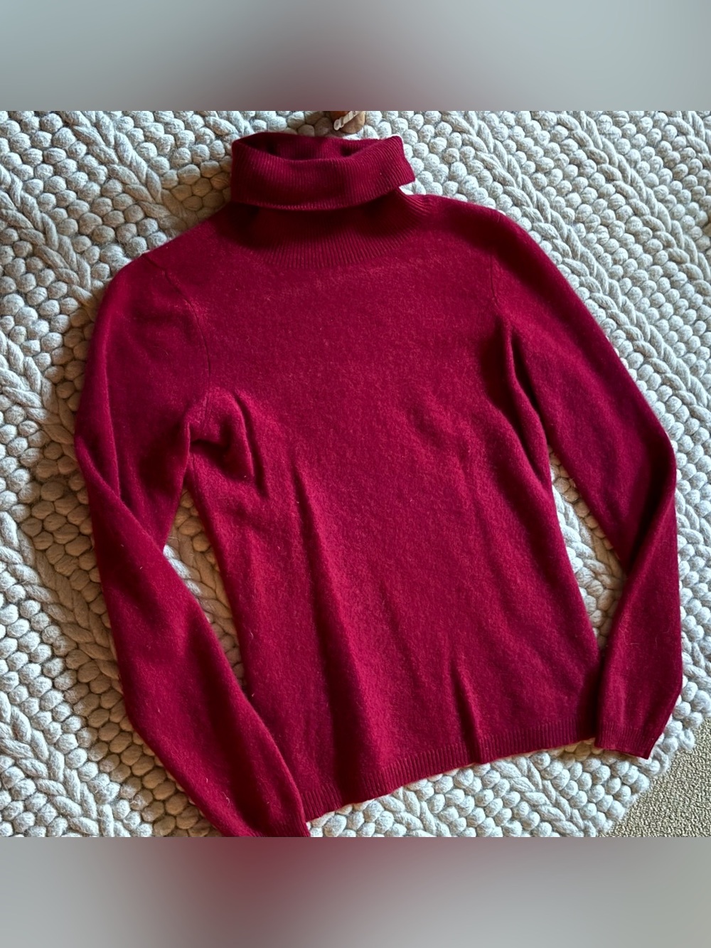Ann Taylor Women's Red Cashmere Turtleneck Sweater, SP